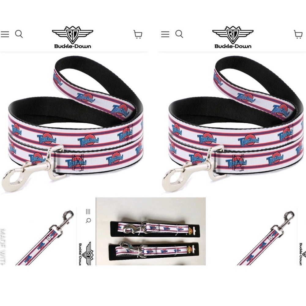 NEW SPACE JAM Dog Pet Dog Leash 4 ft Long TUNE SQUAD Logo White, Set of 2 Leash
